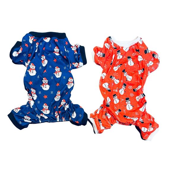 2 Christmas Snowman Dog Clothing Cat Clothes Holiday Outfit for Small Pet Large - Picture 1 of 2